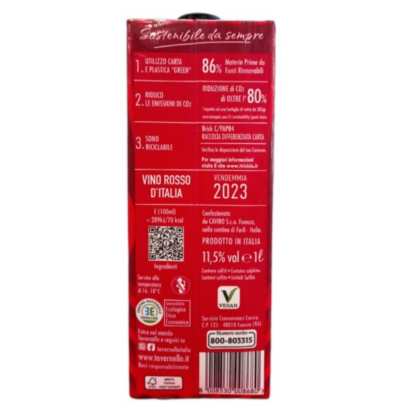 VINO ROSSO TAVERNELLO 1LT BRIK - immagine 3