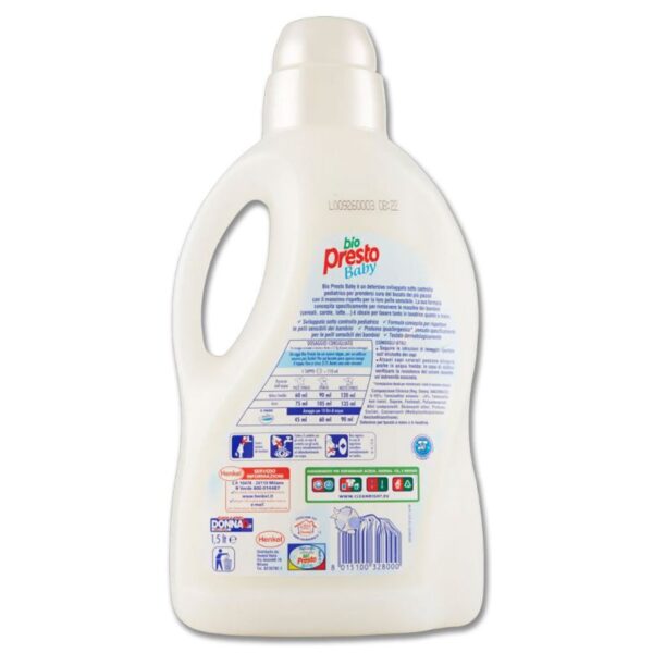 DETERSIVO LAVATRICE BIOPRESTO 25LAVAGGI 1,5L CAPI DELICATI BABY - immagine 3