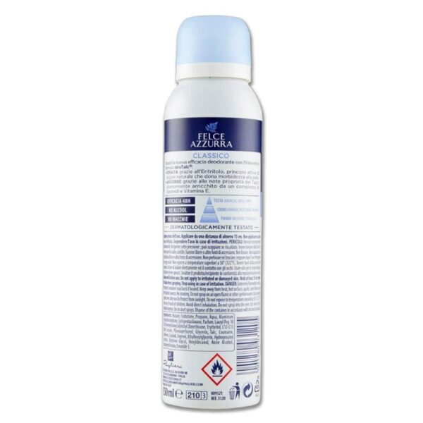 DEODORANTE FELCE AZZURRA 150ML SPRAY  CLASSICO - immagine 3