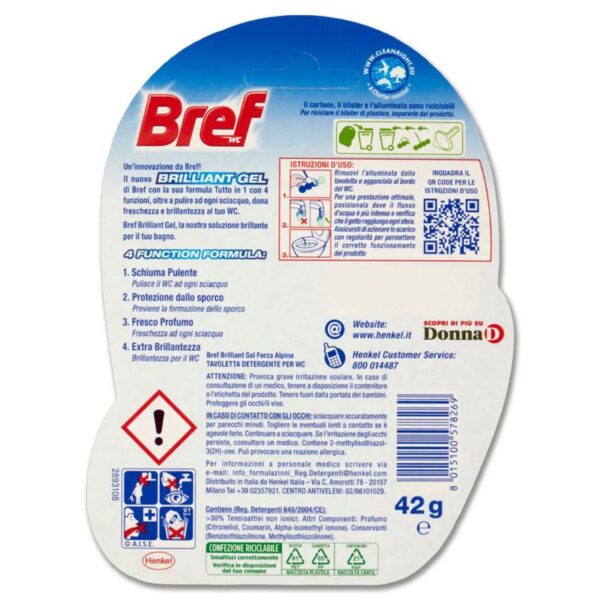 TAVOLETTA WC BREF BRILLIANT GEL 42G  FRESCHEZZA ALPINA - immagine 3