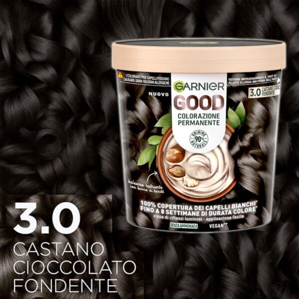 COLORAZIONE CAPELLI GARNIER GOOD 3.0 CASTANO CIOCCOLATO FONDENTE - immagine 3