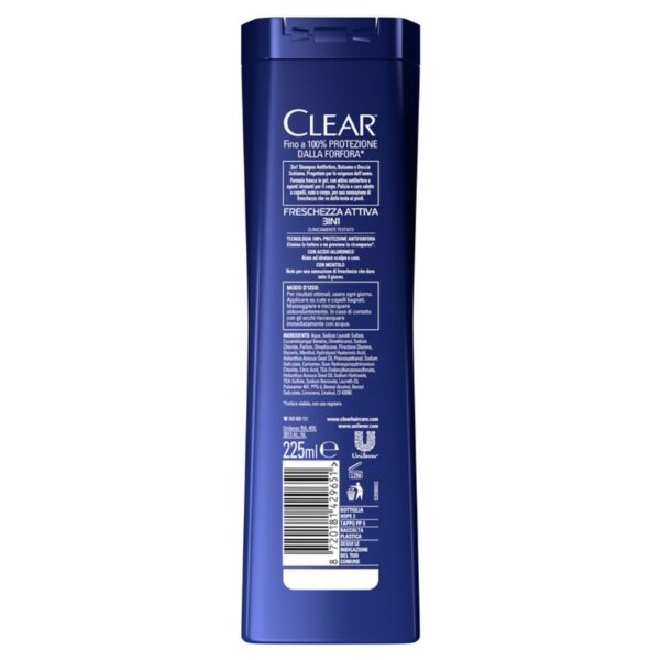 SHAMPOO CLEAR 225ML PUREZZA ATTIVA 3IN1 - immagine 3