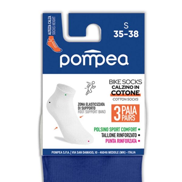 CALZINI BIKE SOCKS POMPEA 3 PAIA COTONE TG.43/46 BLU - immagine 3