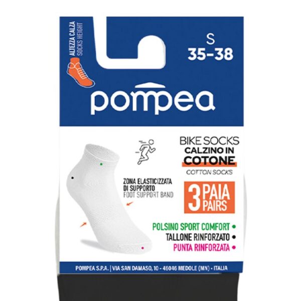 CALZINI BIKE SOCKS POMPEA 3 PAIA COTONE TG.35/38 NERO - immagine 3