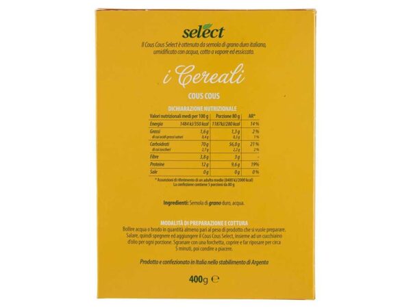 COUS COUS SELECT 400GR ASTUCCIO - immagine 3