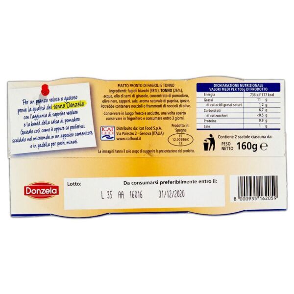 INSALATA DONZELA 160GR 2PZ FAGIOLI&TONNO - immagine 2