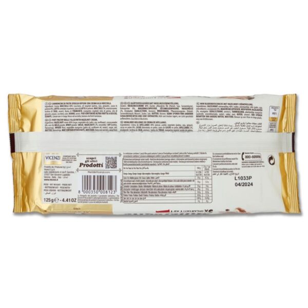 MINI SNACK MILLEFOGLIE VICENZI 125G  NOCCIOLA - immagine 3