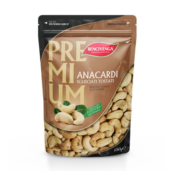 ANACARDI SGUSCIATI E TOSTATI 150G  IN DOYPACK