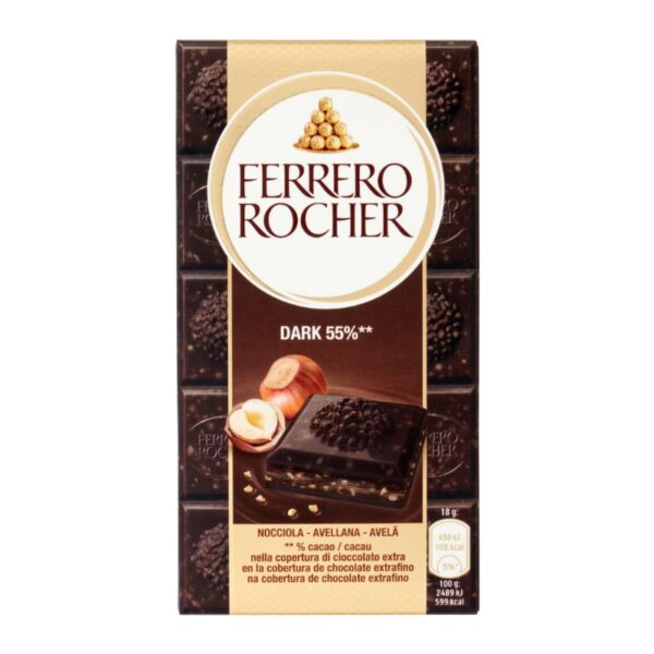 ROCHER TAVOLETTA 90G    CIOCCOLATO FONDENTE E NOCCIOLA