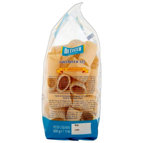 PASTA DE CECCO 500G PACCHERI LISCI - immagine 2