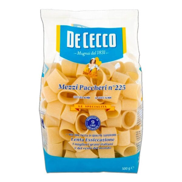 PASTA DE CECCO 500G MEZZI PACCHERI