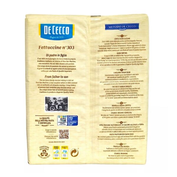 PASTA DE CECCO 500G FETTUCCINE ALL'UOVO - immagine 3