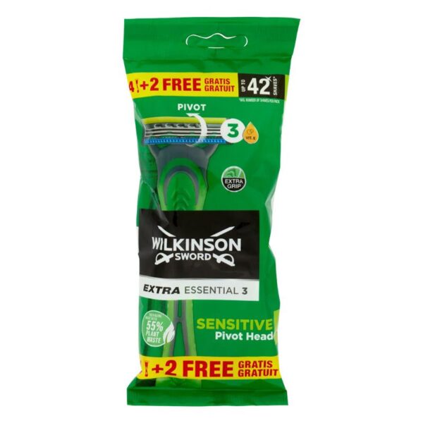 RASOI WILKINSON SWORD X6PZ EXTRA  ESSENTIAL 3 SENSITIVE PIVOT HEAD