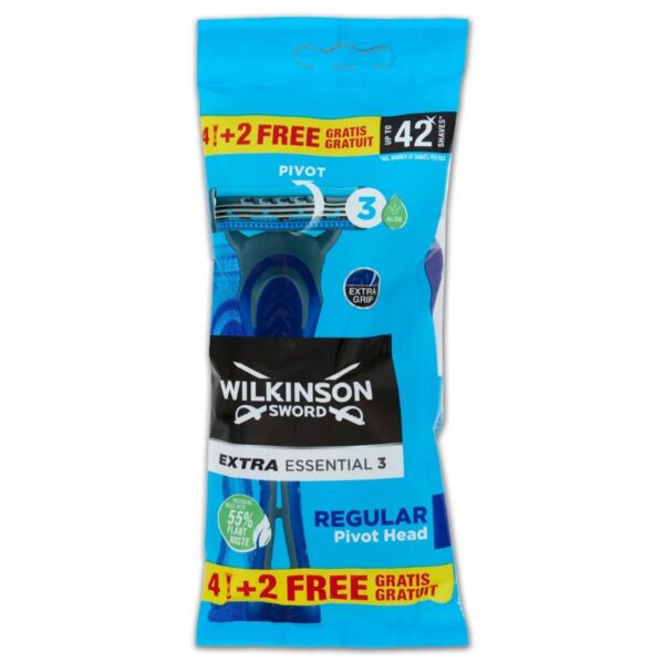 RASOI WILKINSON SWORD X6PZ EXTRA  ESSENTIAL 3 REGULAR PIVOT HEAD