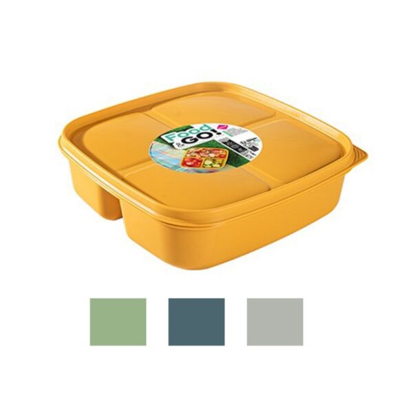 CONTENITORE 3 SCOMPARTI FOOD&GO QUADRATO COLORI ASSORTITI