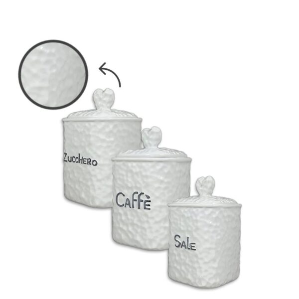 BARATTOLI 3PZ 10CM H.15CM BIANCO - immagine 2