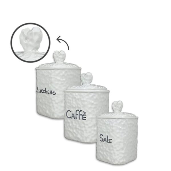 BARATTOLI 3PZ 10CM H.15CM BIANCO - immagine 3