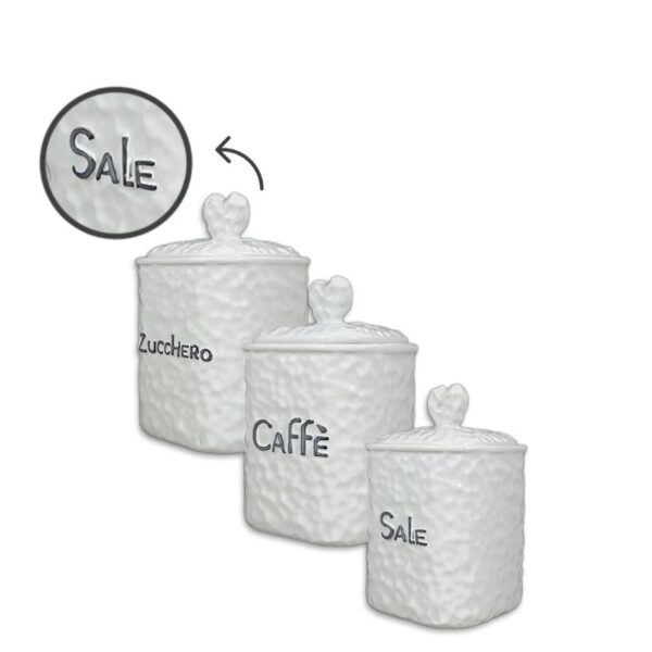 BARATTOLI 3PZ 10CM H.15CM BIANCO - immagine 4