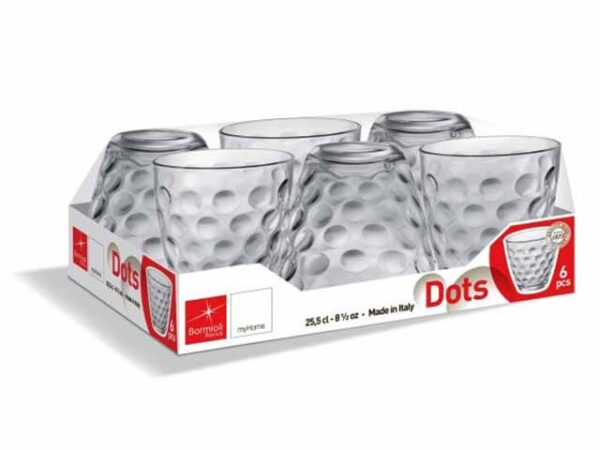 BICCHIERE ACQUA 25CL 6PZ BORMIOLI DOTS - immagine 2