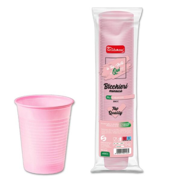 BICCHIERI ACQUA 200CC 50PZ SETAHOME  MONOUSO ROSA