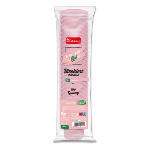 BICCHIERI ACQUA 200CC 50PZ SETAHOME  MONOUSO ROSA - immagine 3