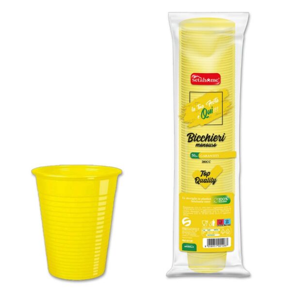 BICCHIERI ACQUA 200CC 50PZ SETAHOME  MONOUSO GIALLI