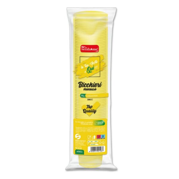 BICCHIERI ACQUA 200CC 50PZ SETAHOME  MONOUSO GIALLI - immagine 3