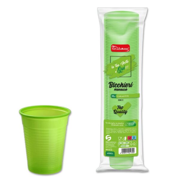 BICCHIERI ACQUA 200CC 50PZ SETAHOME  MONOUSO VERDI