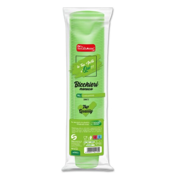 BICCHIERI ACQUA 200CC 50PZ SETAHOME  MONOUSO VERDI - immagine 3