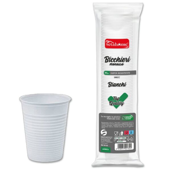 BICCHIERI ACQUA 180CC 80PZ SETAHOME  MONOUSO BIANCHI