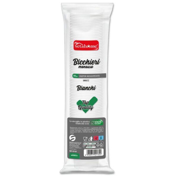 BICCHIERI ACQUA 180CC 80PZ SETAHOME  MONOUSO BIANCHI - immagine 3