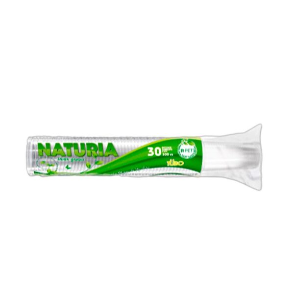 BICCHIERI ACQUA NATURIA 300CC 30PZ TUBO R-PET PLASTICA BIO TRASPARENTI - immagine 2