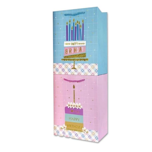 BUSTA CARTA PER REGALO SHARM 23X18X10CM 4 ASSORTIMENTI BUON COMPLEANNO GLITTER - immagine 4