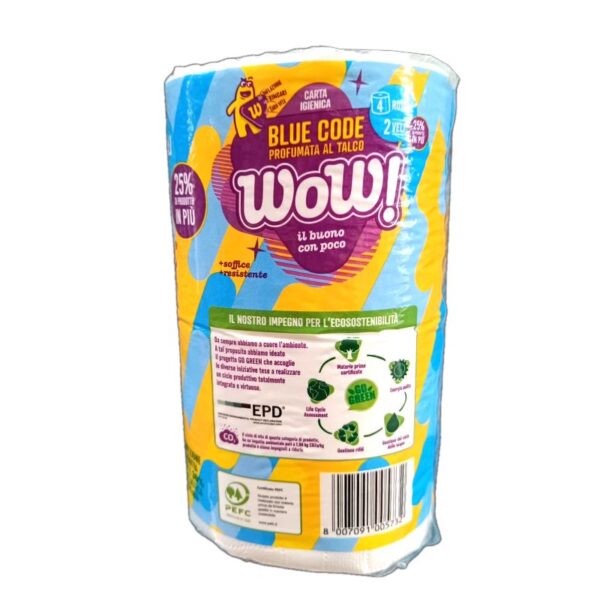 CARTA IGIENICA WOW 4 ROTOLI 2 VELI PROFUMO BLUE CODE - immagine 3