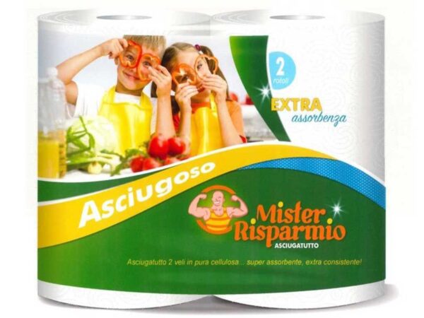 ASCIUGATUTTO MISTER RISPARMIO 2 ROTOLI ASCIUGOSO EXTRA RESISTENZA