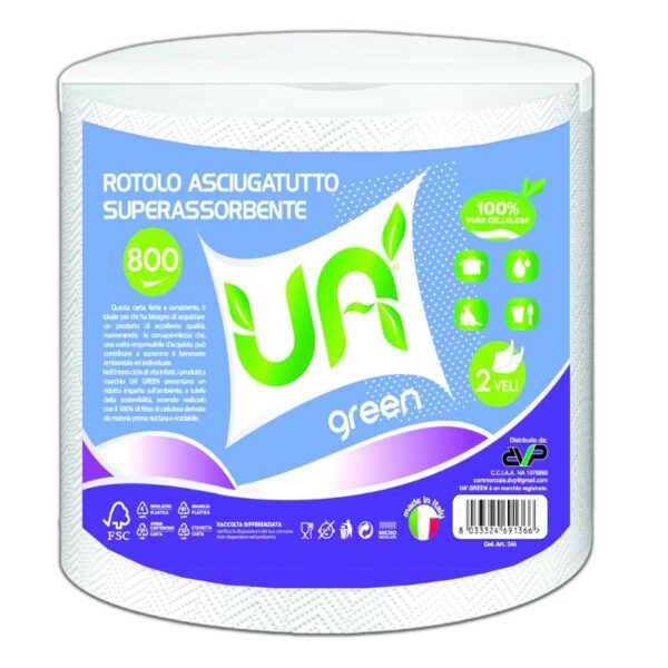 BOBINA MONOROTOLO UA'GREEN 800 2 VELI SUPER ASSORBENTE