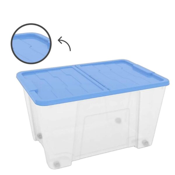 CONTENITORE MULTIUSO 50LT TRASPARENTE BLU - immagine 2