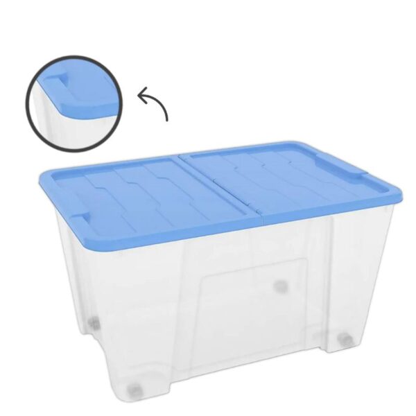 CONTENITORE MULTIUSO 50LT TRASPARENTE BLU - immagine 3