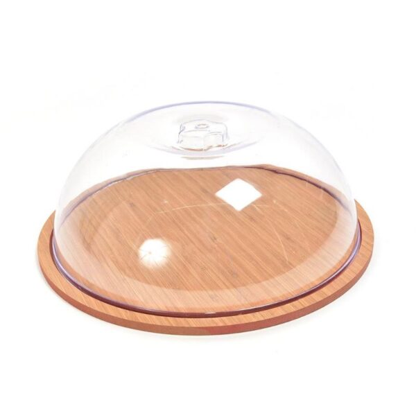 VASSOIO IN LEGNO CON CUPOLA ON PLASTICA