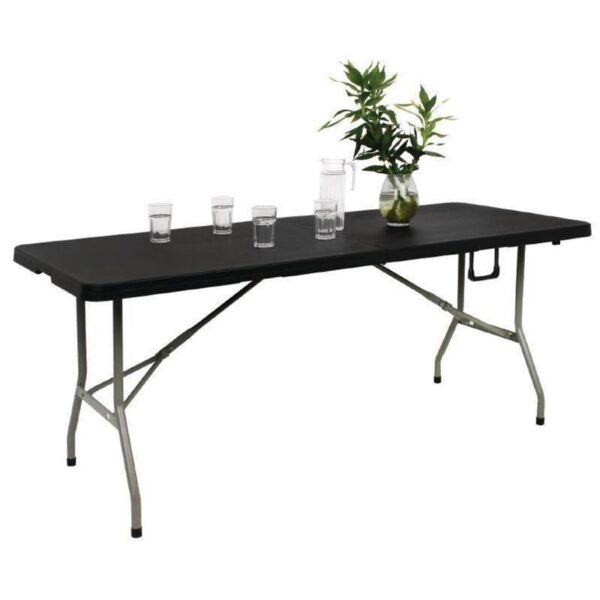 TAVOLO CATERING RETTANGOLARE PIEGHEVOLE IN RATTAN MOKA 180X76X74CM - immagine 4