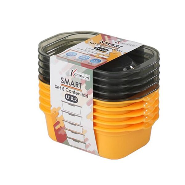 CONTENITORI RETTANGOLARI 5PZ MAIA 0,2LT COLORI ASSORTITI - immagine 2