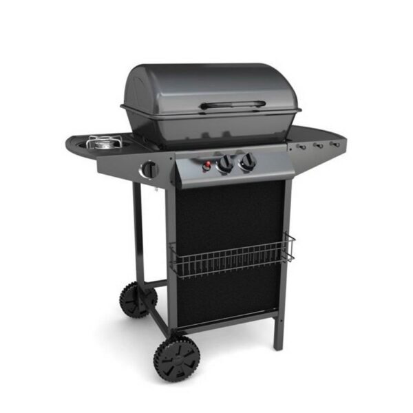 BARBECUE A GAS 91,3X46X102CM  CON FORNELLO E RUOTE