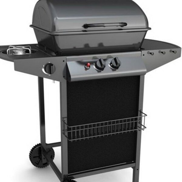 BARBECUE A GAS 91,3X46X102CM  CON FORNELLO E RUOTE - immagine 3