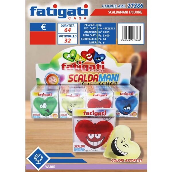 SCALDAMANI FATIGATI FORMA CUORE  COLORI ASSORTITI - immagine 3