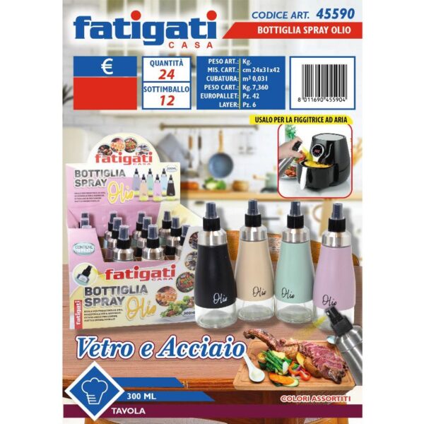 BOTTIGLIA OLIO FATIGATI 300ML SPRAY  IDEALE PER FRIGGITRICE AD ARIA ASSORTITA - immagine 3