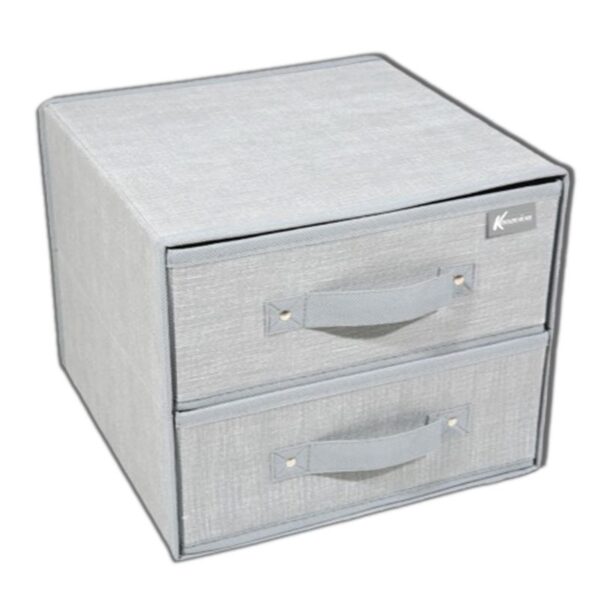 SCATOLA PORTABIANCHERIA 30X30X25CM 2 CASSETTI GRIGIO