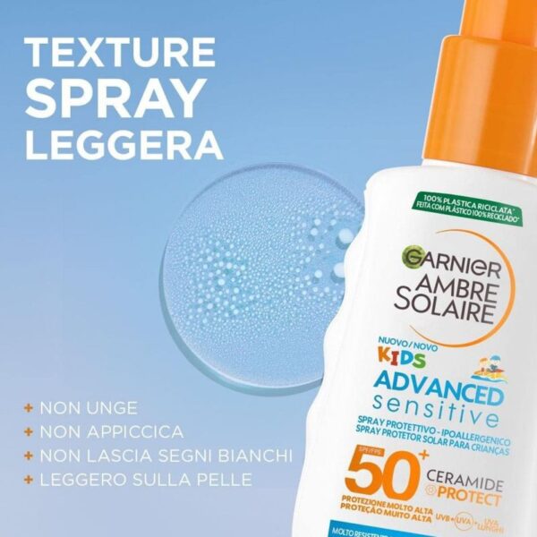 PROTEZIONE SOLARE GARNIER AMBRE SOLAIRE KIDS ADVANCED SENSITIVE SPF50+ 150ML - immagine 3