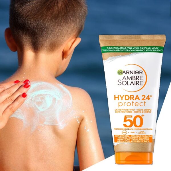 LATTE PROTETTIVO GARNIER AMBRE SOLAIRE HYDRA 24 SPF50 50ML VISO E CORPO - immagine 2