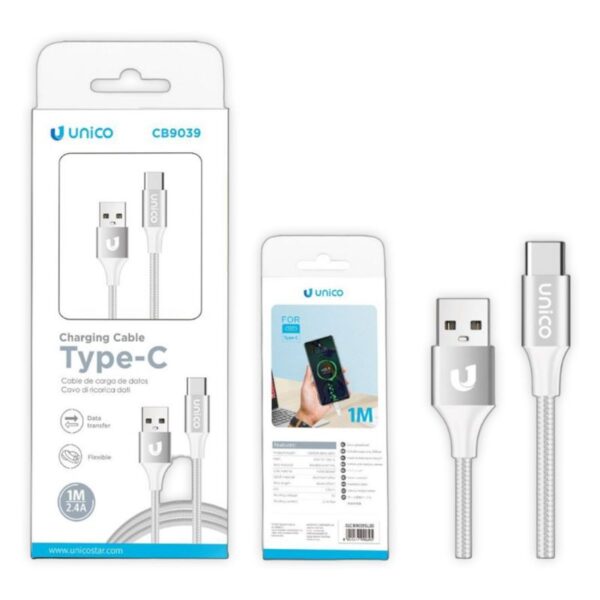 CAVO USB TO TYPE C ALLUMINIO 1MT SILVER