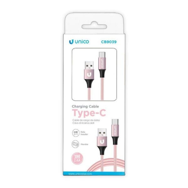 CAVO USB TO TYPE C ALLUMINIO 1MT ROSA GOLD - immagine 2